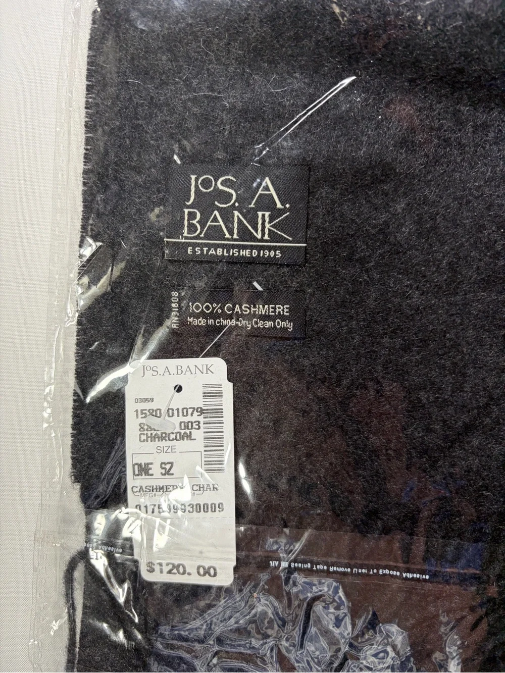 Jos. A. Bank Charcoal Cashmere Scarf